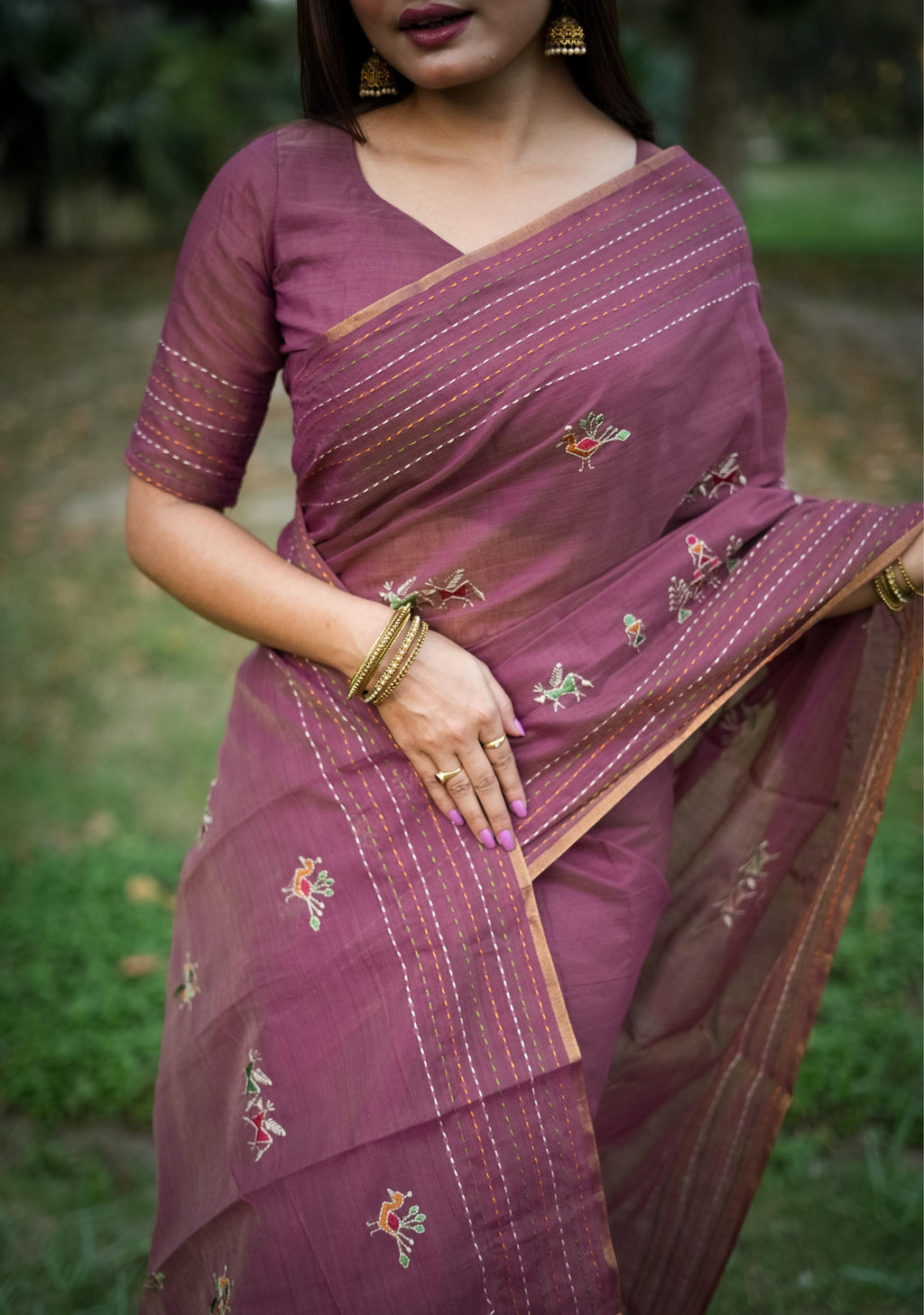 Jyoti Fashion Women's Wine Tussar Silk Traditional Thread Work Designer Saree with Blouse | Grocsy