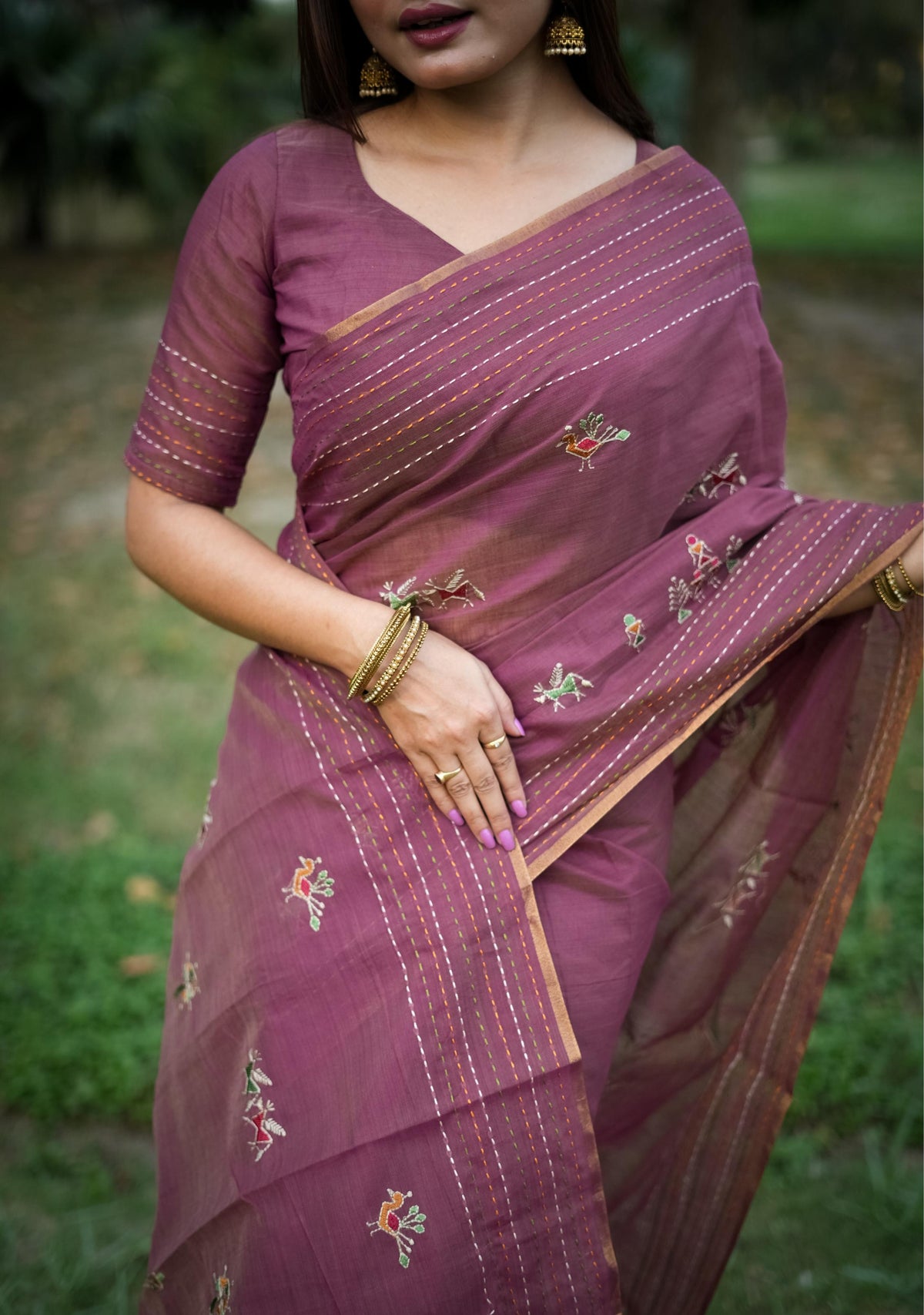 Jyoti Fashion Women's Wine Tussar Silk Traditional Thread Work Designer Saree with Blouse | Grocsy