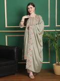 Jyoti Fashion Women's Olive Chinon Chiffon Floral Embroidery with Cording & Crystal Work Designer Straight Suit Set | Grocsy