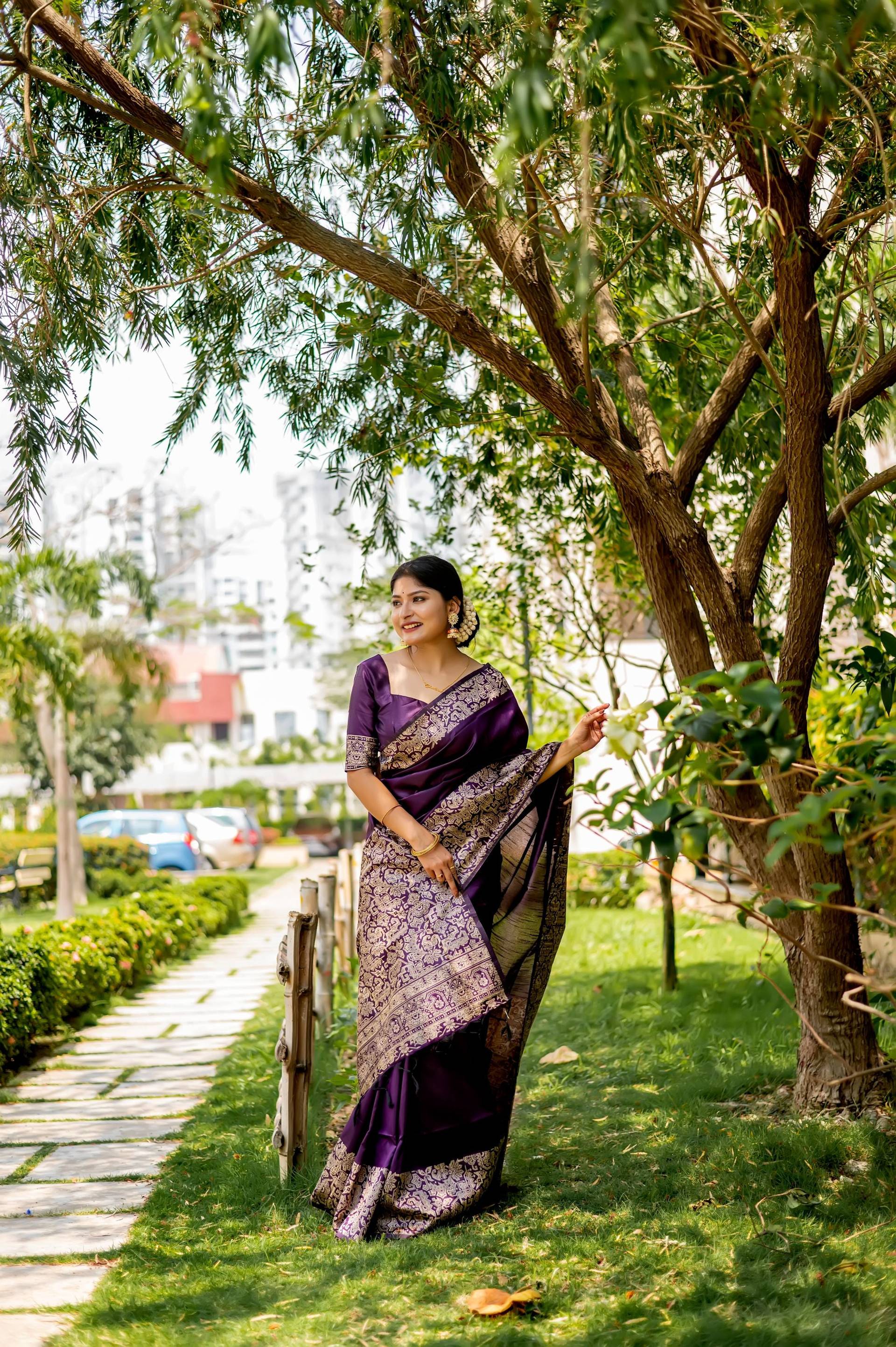 Jyoti Fashion Women's Wine Handloom Raw Silk Weaving Designer Saree with Blouse | Grocsy