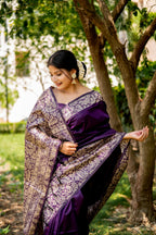 Jyoti Fashion Women's Wine Handloom Raw Silk Weaving Designer Saree with Blouse | Grocsy