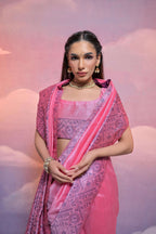 Jyoti Fashion Women's Pink Handloom Raw Silk Weaving Designer Saree with Blouse | Grocsy