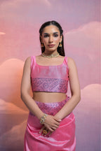 Jyoti Fashion Women's Pink Handloom Raw Silk Weaving Designer Saree with Blouse | Grocsy