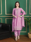 Jyoti Fashion Women's Pink Chinon Chiffon Floral Embroidery with Cording & Crystal Work Designer Straight Suit Set | Grocsy