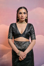 Jyoti Fashion Women's Black Handloom Raw Silk Weaving Designer Saree with Blouse | Grocsy
