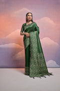 Jyoti Fashion Women's Bottle Green Handloom Raw Silk Weaving Designer Saree with Blouse | Grocsy