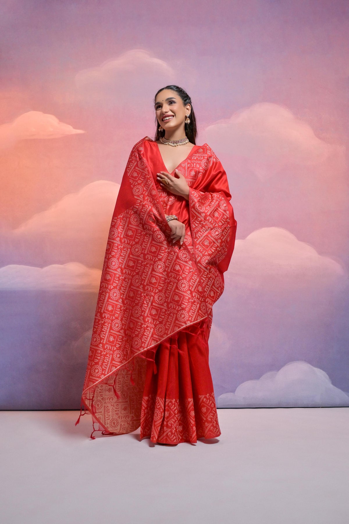 Jyoti Fashion Women's Red Handloom Raw Silk Weaving Designer Saree with Blouse | Grocsy