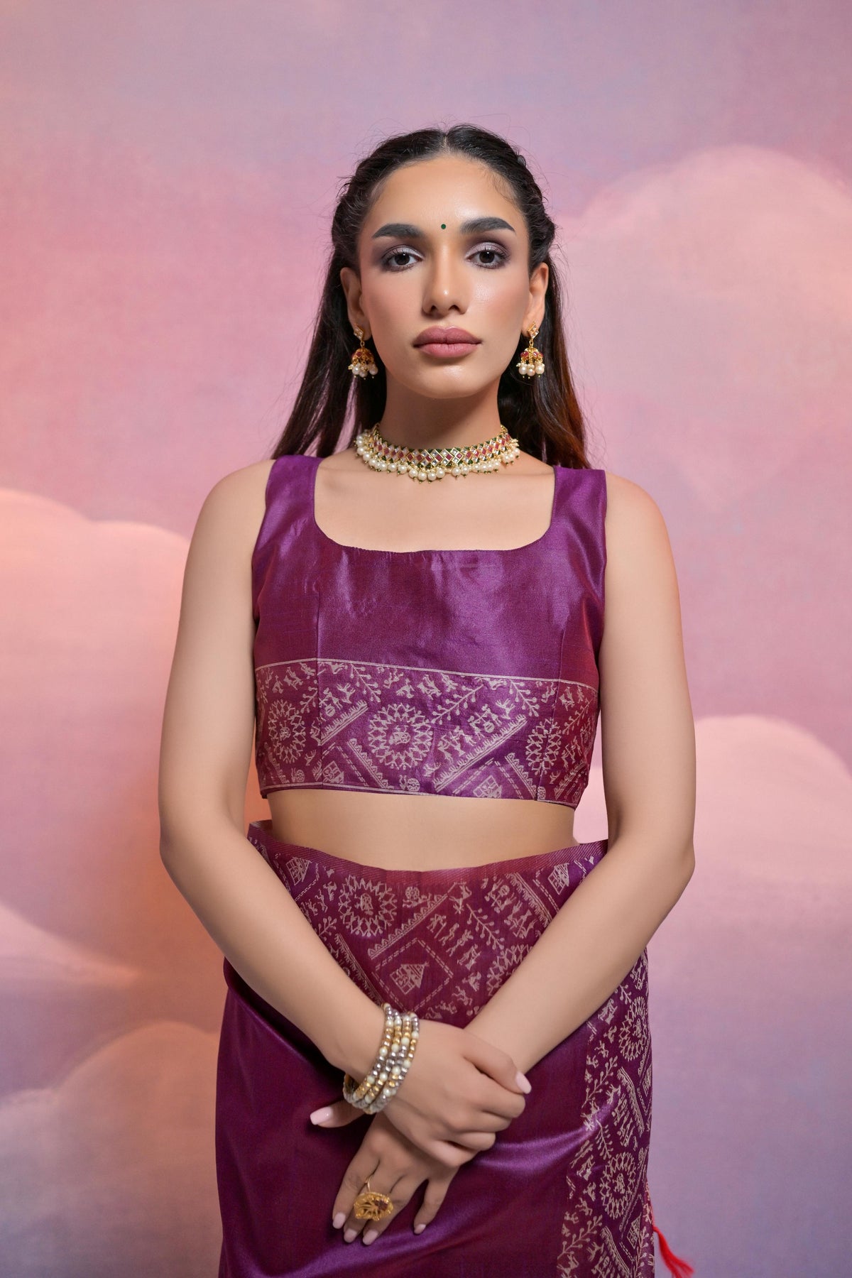 Jyoti Fashion Women's Wine Handloom Raw Silk Weaving Designer Saree with Blouse | Grocsy