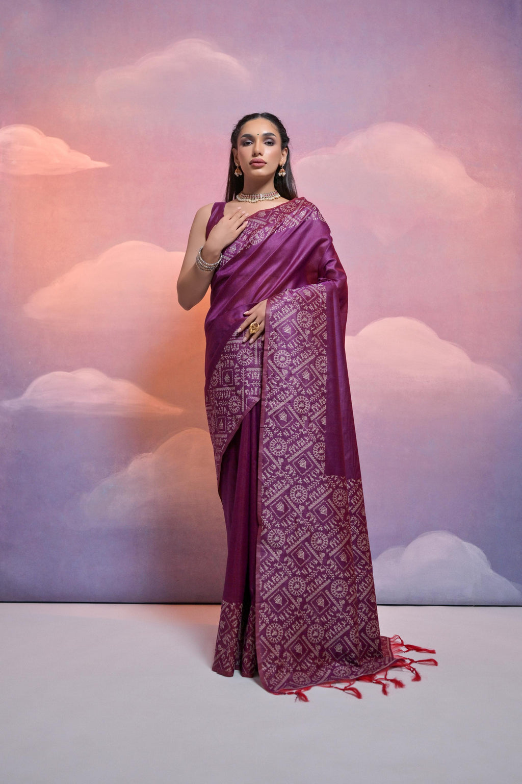 Jyoti Fashion Women's Wine Handloom Raw Silk Weaving Designer Saree with Blouse | Grocsy
