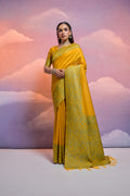 Jyoti Fashion Women's Yellow Handloom Raw Silk Weaving Designer Saree with Blouse | Grocsy