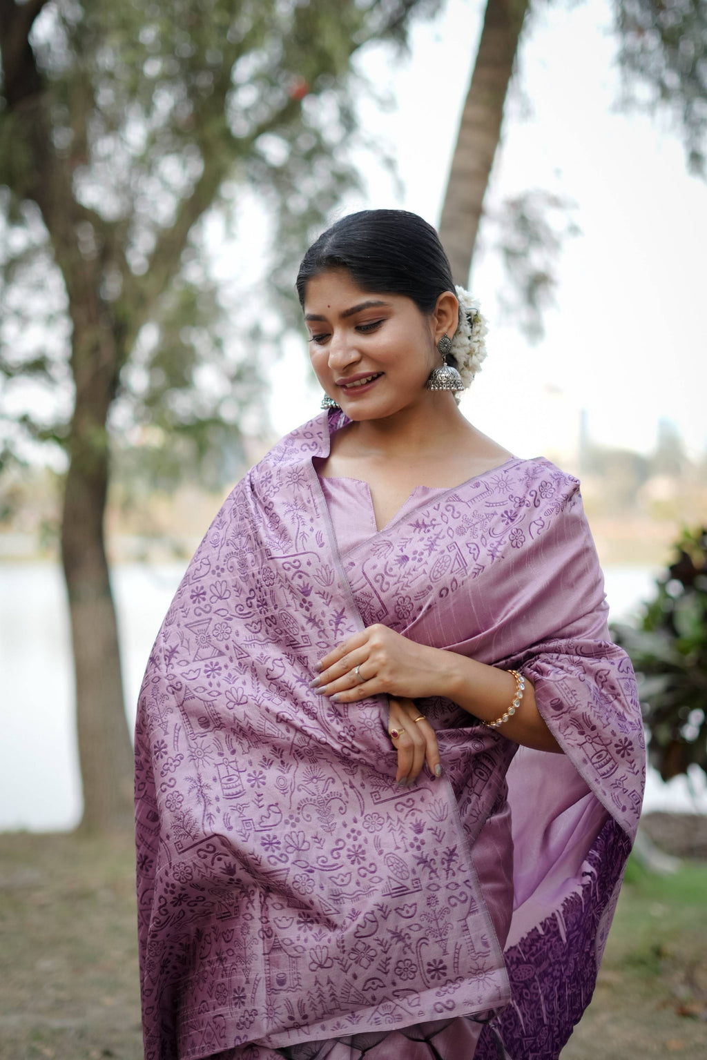 Jyoti Fashion Women's Purple Handloom Raw Silk Weaving Designer Saree with Blouse | Grocsy
