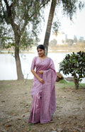 Jyoti Fashion Women's Purple Handloom Raw Silk Weaving Designer Saree with Blouse | Grocsy