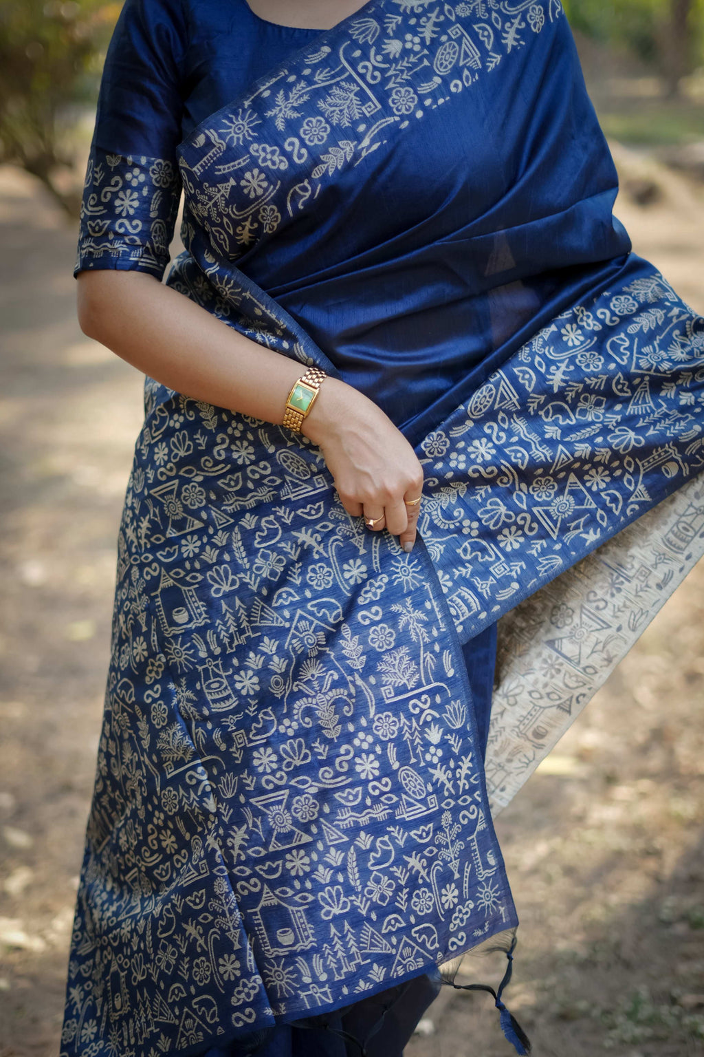 Jyoti Fashion Women's Blue Handloom Raw Silk Weaving Designer Saree with Blouse | Grocsy