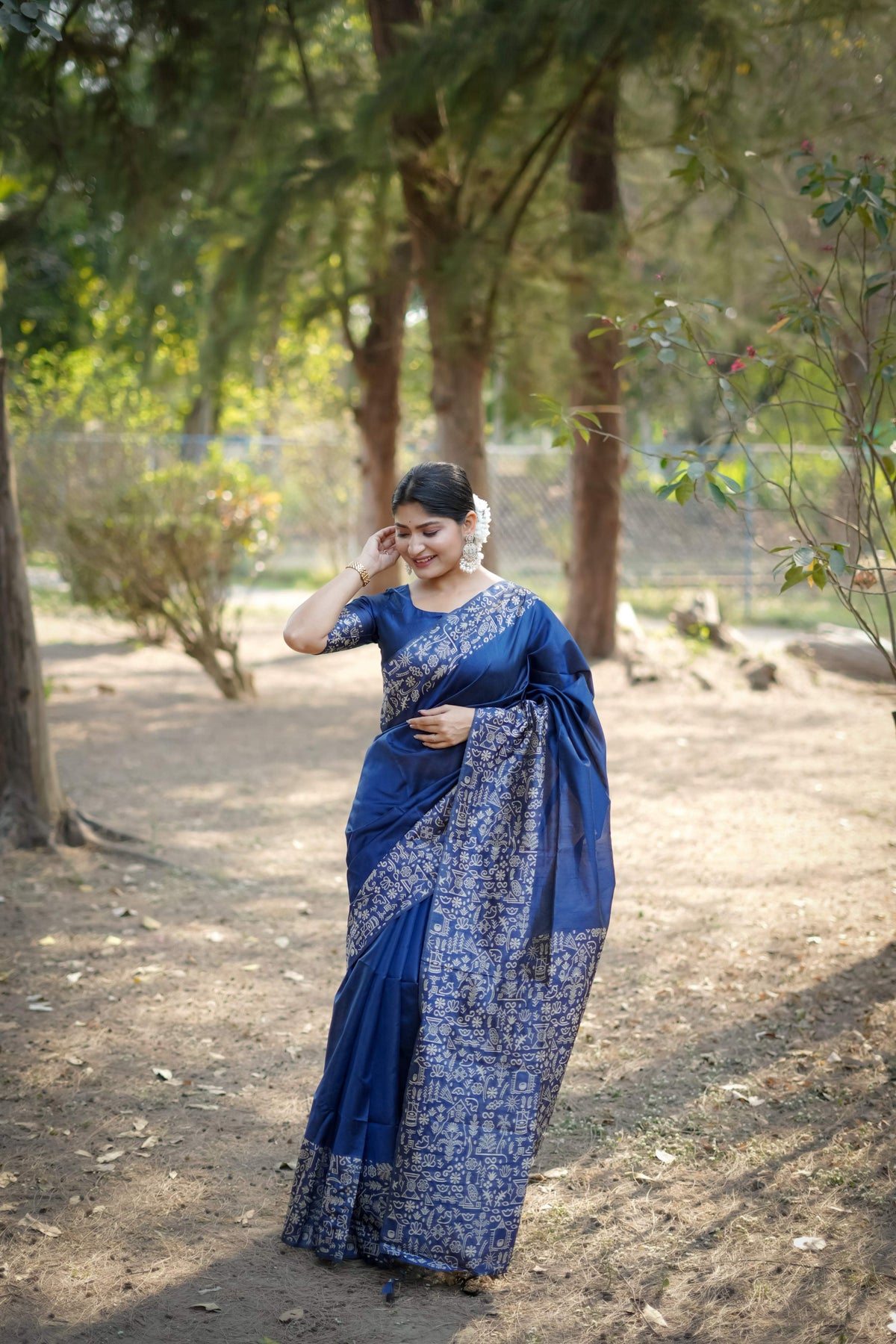 Jyoti Fashion Women's Blue Handloom Raw Silk Weaving Designer Saree with Blouse | Grocsy