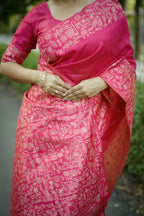 Jyoti Fashion Women's Pink Handloom Raw Silk Weaving Designer Saree with Blouse | Grocsy