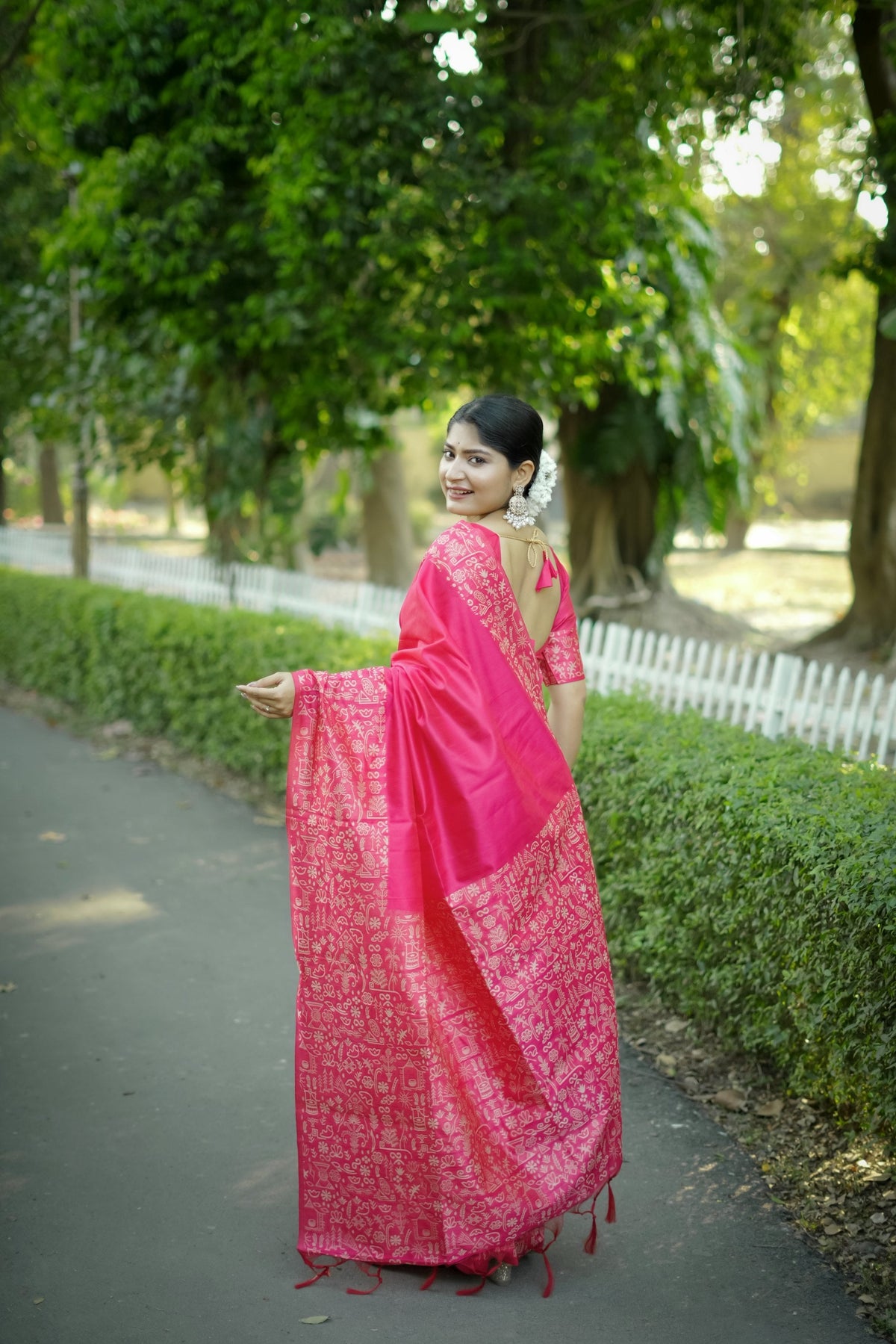 Jyoti Fashion Women's Pink Handloom Raw Silk Weaving Designer Saree with Blouse | Grocsy