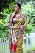Jyoti Fashion Women's Green Soft Tussar Silk Printed Designer Saree with Blouse | Grocsy
