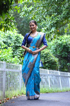 Jyoti Fashion Women's Firozi Soft Tussar Silk Printed Designer Saree with Blouse | Grocsy