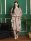 Jyoti Fashion Women's Beige Chinon Chiffon Floral Embroidery with Cording & Crystal Work Designer Straight Suit Set | Grocsy