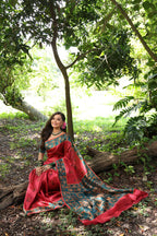 Jyoti Fashion Women's Black Soft Tussar Silk Peacock Printed Designer Saree with Blouse | Grocsy