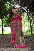 Jyoti Fashion Women's Grey Soft Tussar Silk Peacock Printed Designer Saree with Blouse | Grocsy