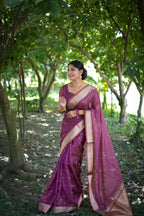 Jyoti Fashion Women's Purple Soft Kalyani Silk Zari Woven Designer Saree with Blouse | Grocsy