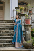 Jyoti Fashion Women's Firozi Soft Kalyani Silk Zari Woven Designer Saree with Blouse | Grocsy