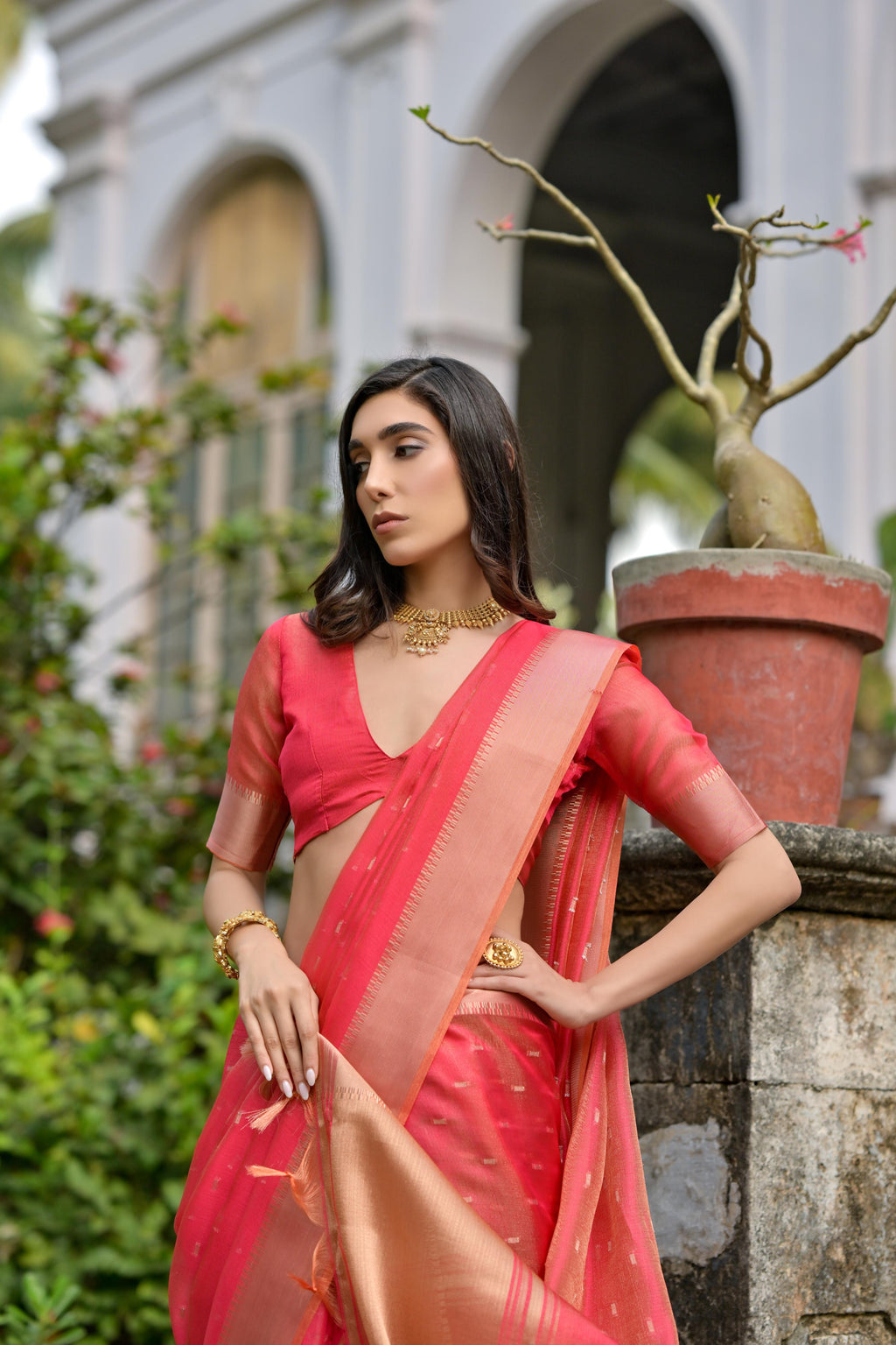 Jyoti Fashion Women's Coral Soft Kalyani Silk Zari Woven Designer Saree with Blouse | Grocsy