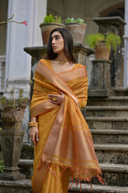 Jyoti Fashion Women's Mustard Soft Kalyani Silk Zari Woven Designer Saree with Blouse | Grocsy