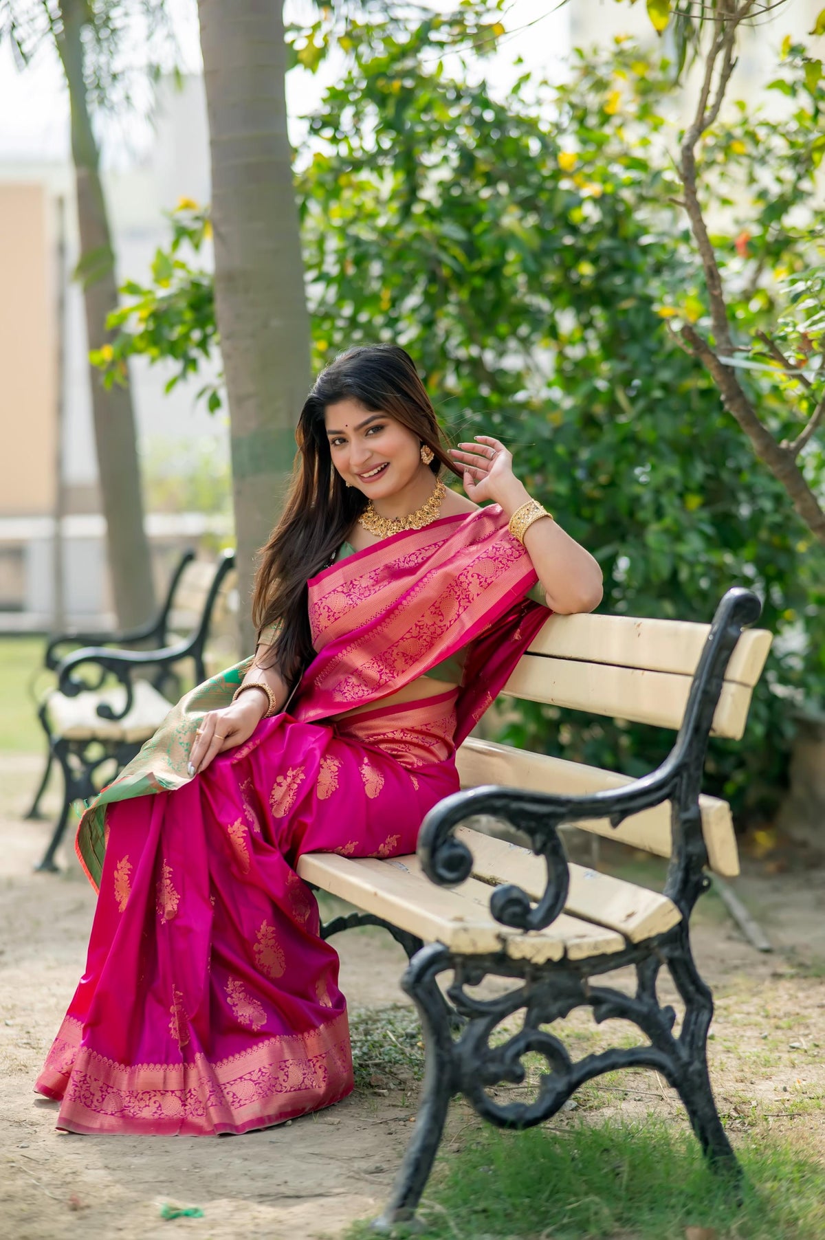 Jyoti Fashion Women's Pink Soft Banarasi Silk Zari Woven Saree with Blouse | Grocsy