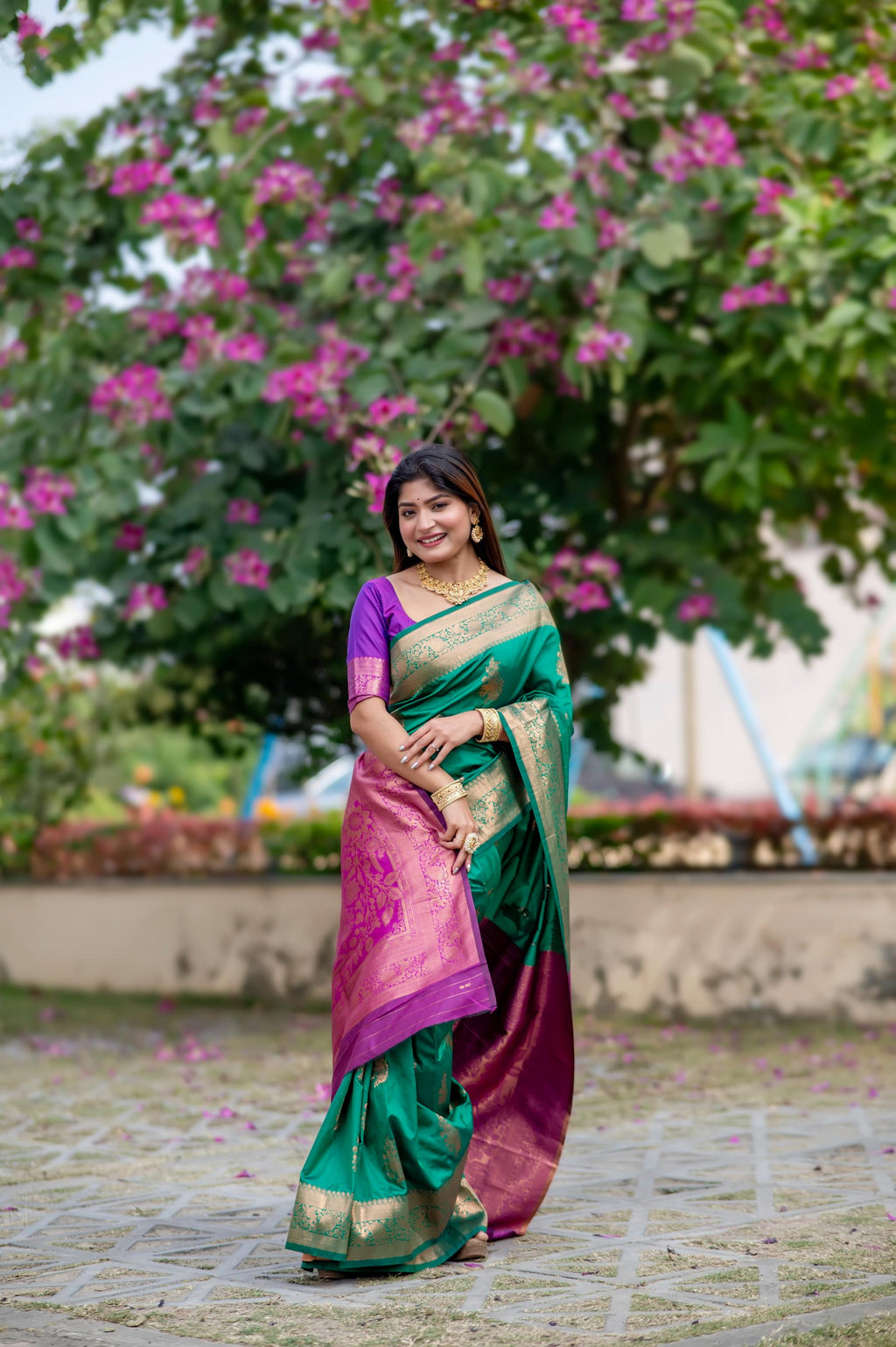 Jyoti Fashion Women's Rama Soft Banarasi Silk Zari Woven Saree with Blouse | Grocsy