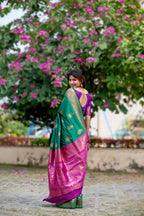 Jyoti Fashion Women's Rama Soft Banarasi Silk Zari Woven Saree with Blouse | Grocsy