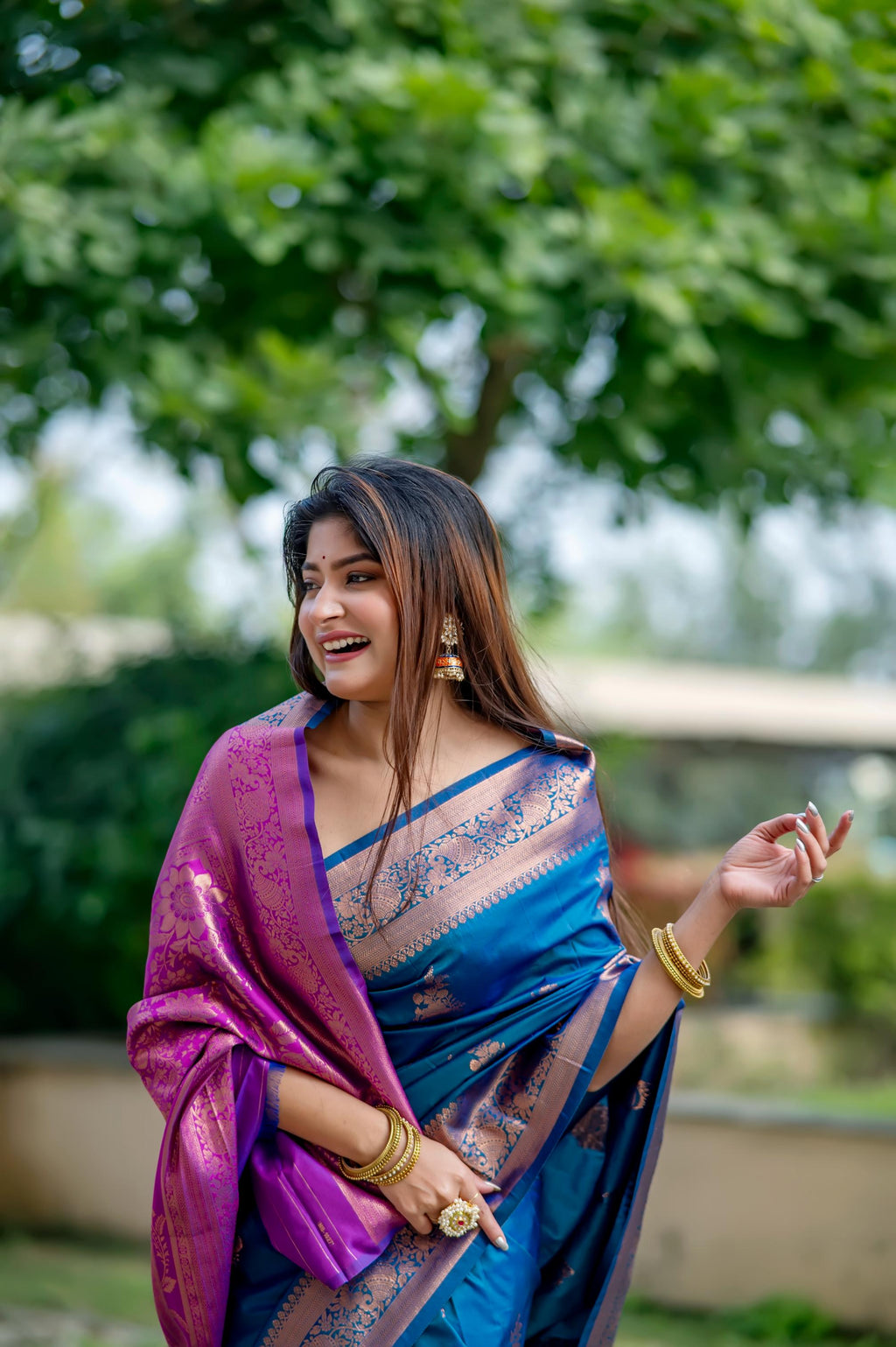 Jyoti Fashion Women's Blue Soft Banarasi Silk Zari Woven Saree with Blouse | Grocsy