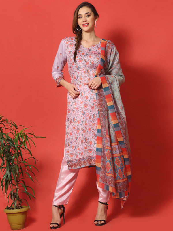 Jyoti Fashion Women's Mauve Cotton Digital Printed Festive Wear Designer Straight Suit Set | Grocsy