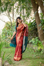 Jyoti Fashion Women's Maroon Soft Banarasi Silk Zari Woven Saree with Blouse | Grocsy