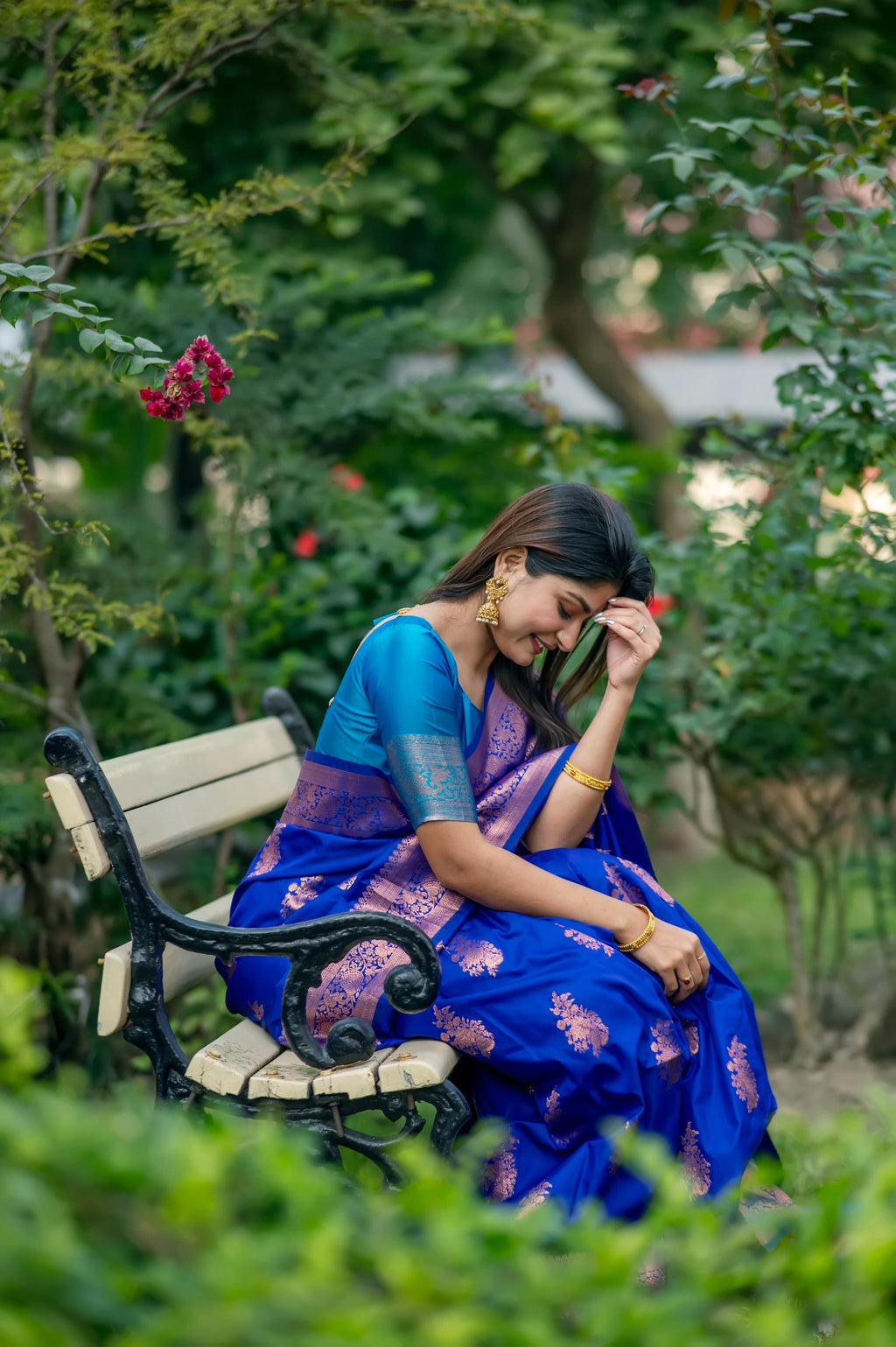 Jyoti Fashion Women's Royal Blue Soft Banarasi Silk Zari Woven Saree with Blouse | Grocsy