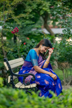 Jyoti Fashion Women's Royal Blue Soft Banarasi Silk Zari Woven Saree with Blouse | Grocsy