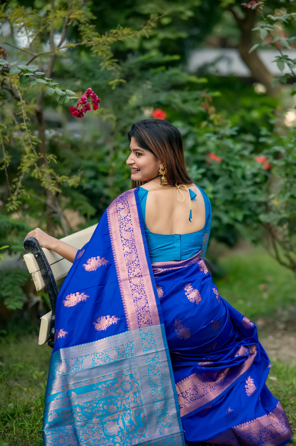 Jyoti Fashion Women's Royal Blue Soft Banarasi Silk Zari Woven Saree with Blouse | Grocsy