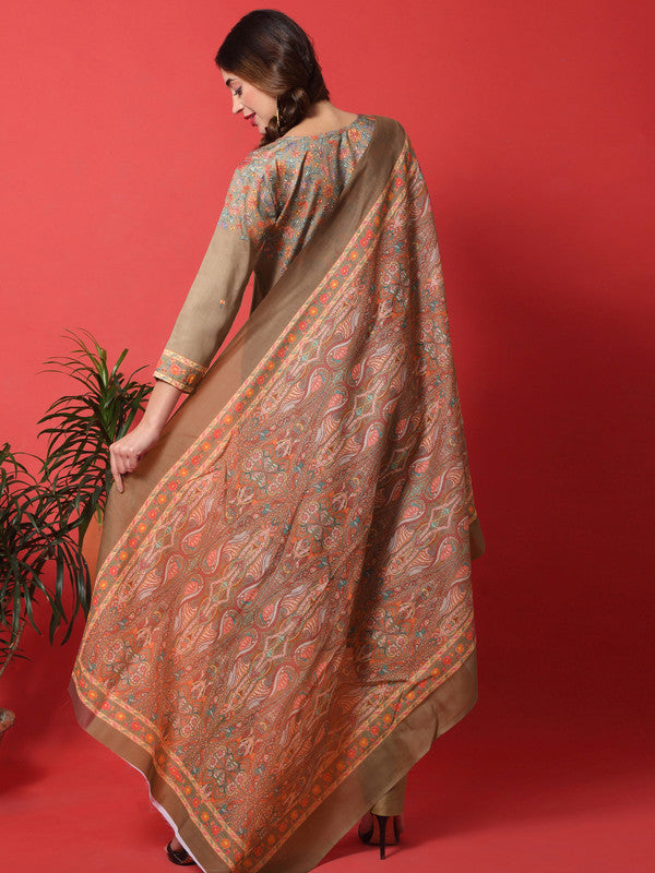 Jyoti Fashion Women's Brown Cotton Digital Printed Festive Wear Designer Straight Suit Set | Grocsy