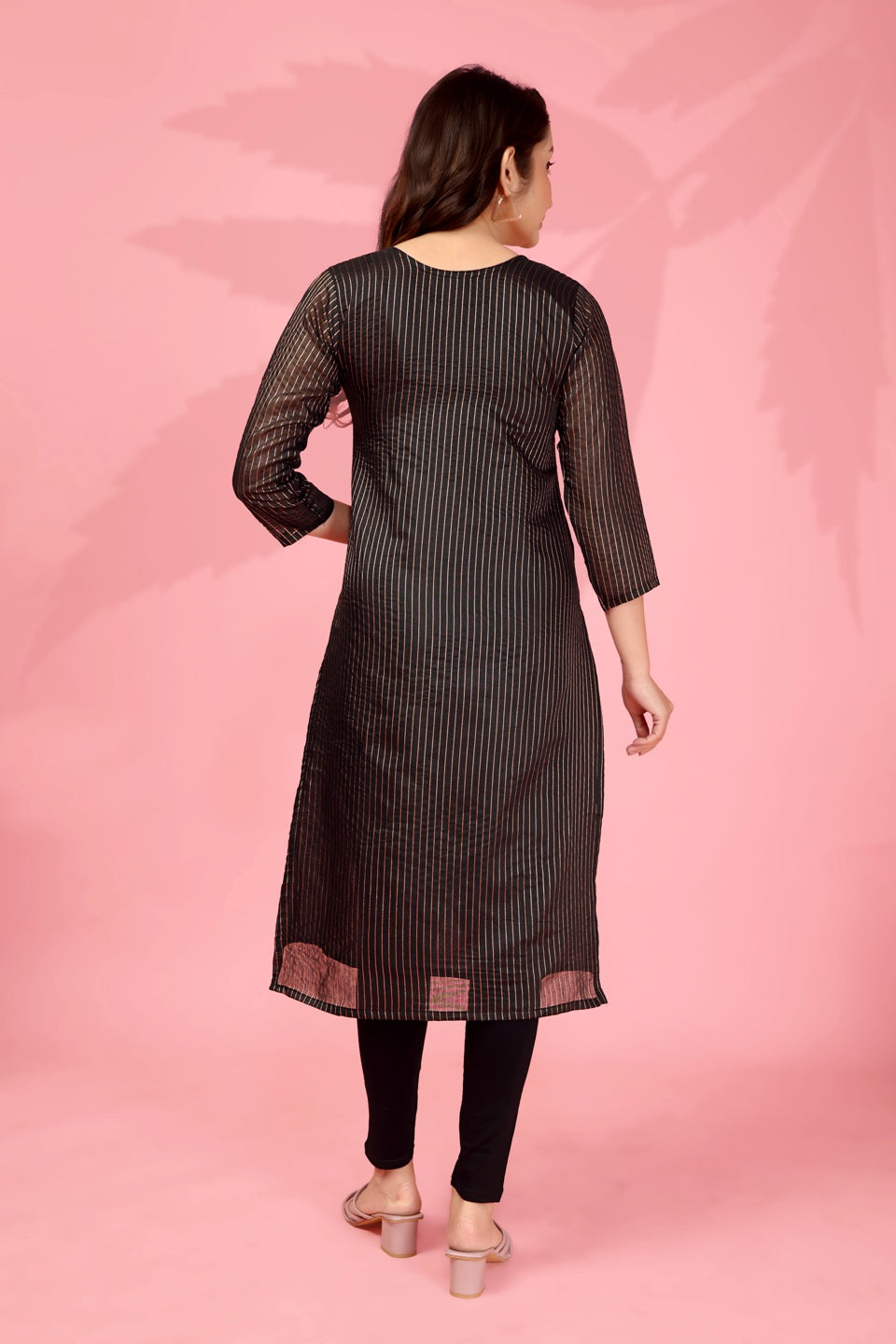 Jyoti Fashion Women's Black Kanchi Cotton Lining Zari Woven Designer Kurti Only | Grocsy