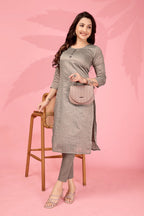 Jyoti Fashion Women's Grey Kanchi Cotton Lining Zari Woven Designer Kurti Only | Grocsy