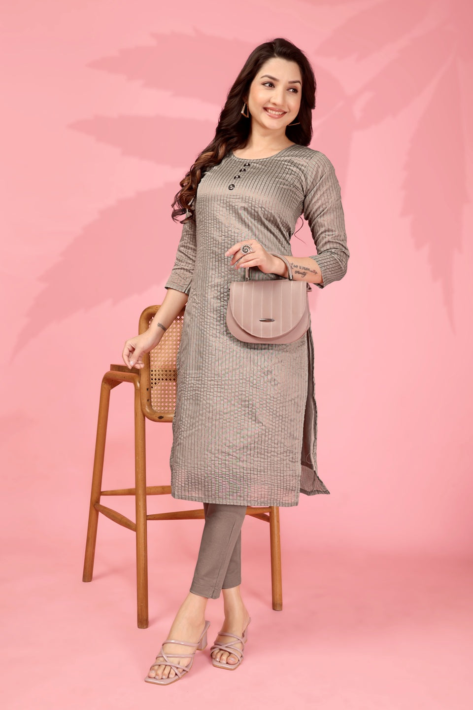 Jyoti Fashion Women's Grey Kanchi Cotton Lining Zari Woven Designer Kurti Only | Grocsy