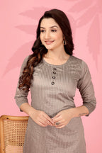 Jyoti Fashion Women's Grey Kanchi Cotton Lining Zari Woven Designer Kurti Only | Grocsy
