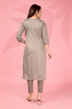 Jyoti Fashion Women's Grey Kanchi Cotton Lining Zari Woven Designer Kurti Only | Grocsy