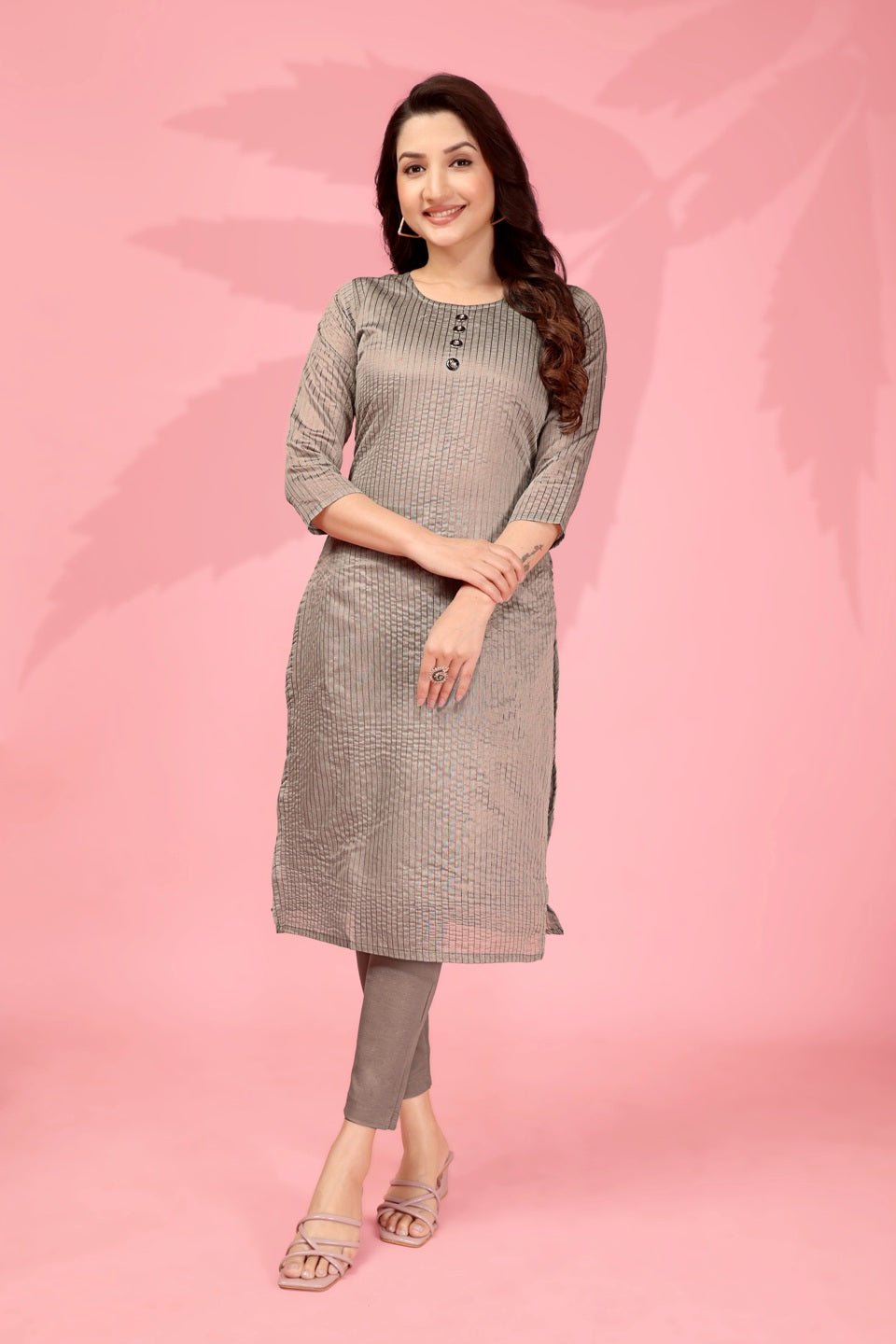 Jyoti Fashion Women's Grey Kanchi Cotton Lining Zari Woven Designer Kurti Only | Grocsy