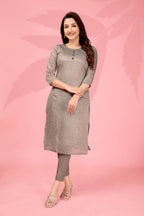 Jyoti Fashion Women's Grey Kanchi Cotton Lining Zari Woven Designer Kurti Only | Grocsy