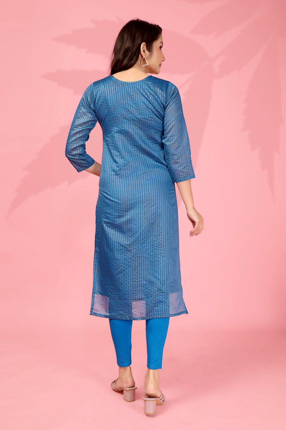 Jyoti Fashion Women's Blue Kanchi Cotton Lining Zari Woven Designer Kurti Only | Grocsy