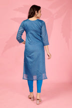 Jyoti Fashion Women's Blue Kanchi Cotton Lining Zari Woven Designer Kurti Only | Grocsy