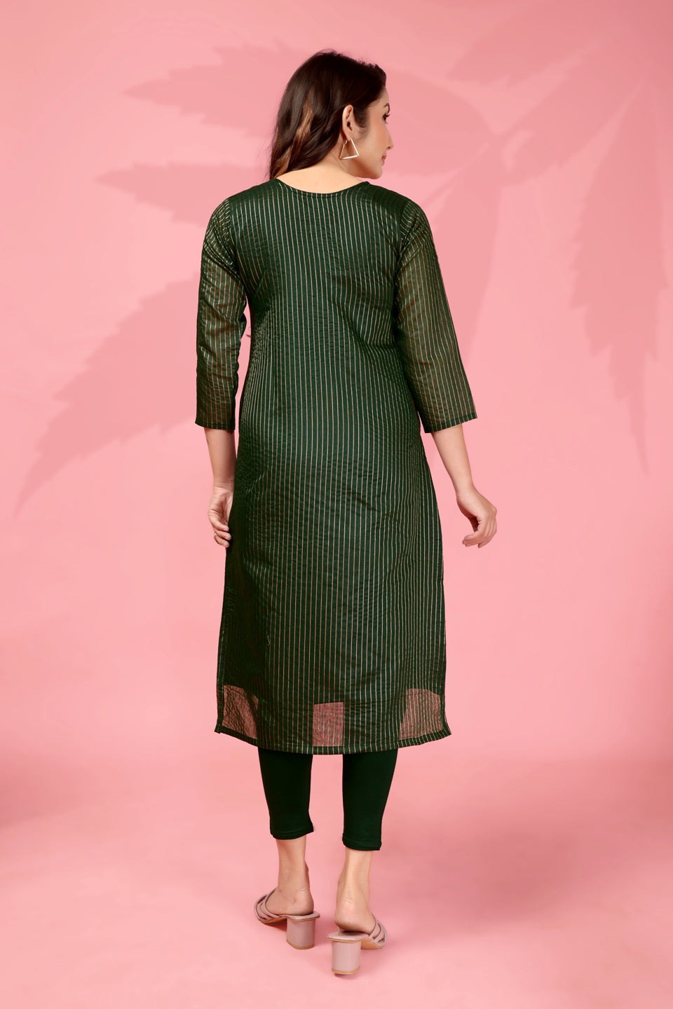 Jyoti Fashion Women's Bottle Green Kanchi Cotton Lining Zari Woven Designer Kurti Only | Grocsy