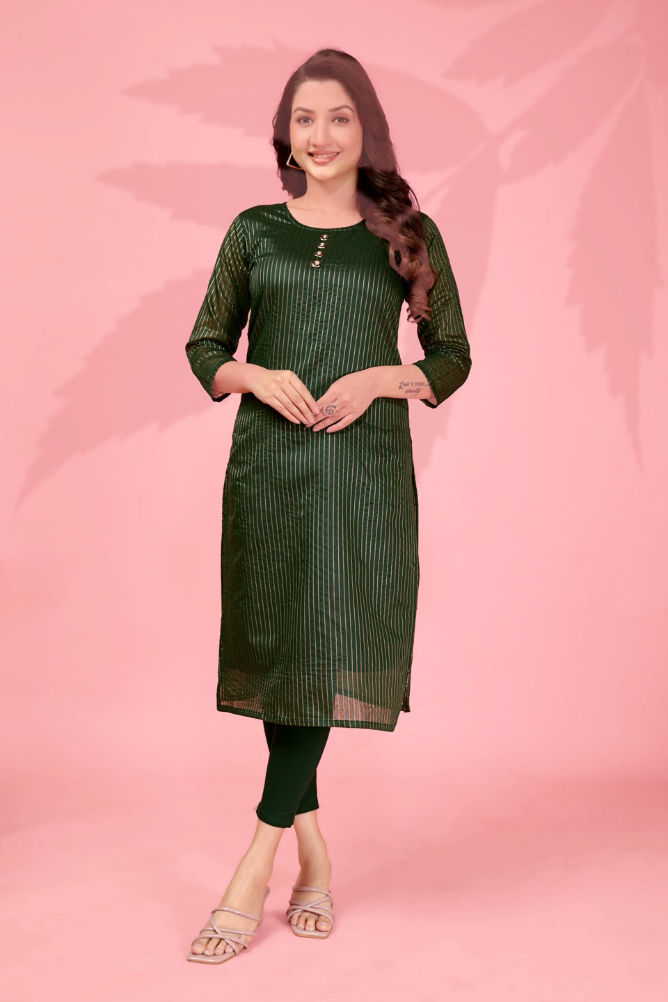Jyoti Fashion Women's Bottle Green Kanchi Cotton Lining Zari Woven Designer Kurti Only | Grocsy